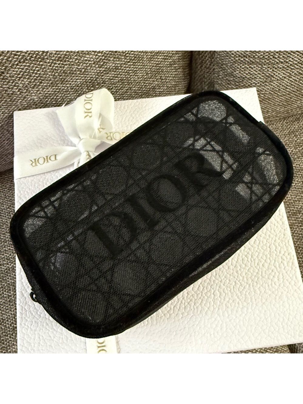 Dior Beauty Makeup Bag Mesh Black Small Pouch Gift Luxury Authentic - Picture 4 of 16